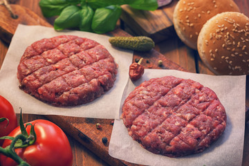 Ingredients for preparing burgers