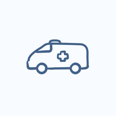 Fototapeta premium Ambulance car sketch icon.