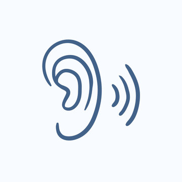 Human ear sketch icon.