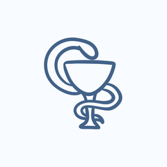 Pharmaceutical medical symbol sketch icon.