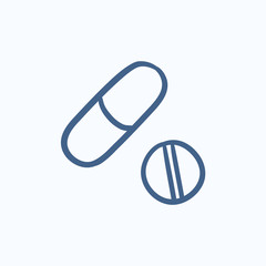 Pills sketch icon.