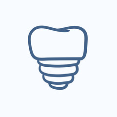 Tooth implant sketch icon.