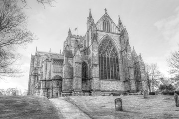 Ripon Cathedral East Facade HDR BW