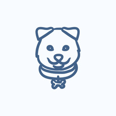 Dog head sketch icon.