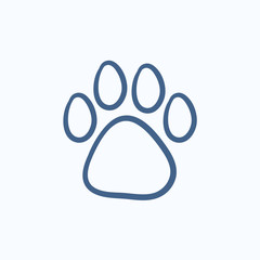 Paw print sketch icon.