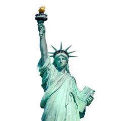 Crédence de cuisine en verre imprimé Monument historique Statue de la liberté à New York isolated on white