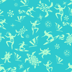 Materiał do szycia Sea beach. vector seamless pattern. hand drawn ornamental illustration