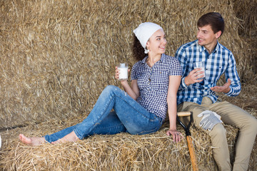 couple in the hay with milk © JackF