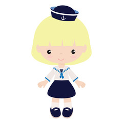 Nautical girl vector illustration 
