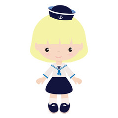 Nautical girl vector illustration 
