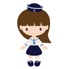Nautical girl vector illustration 
