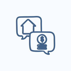 Real estate transaction sketch icon.