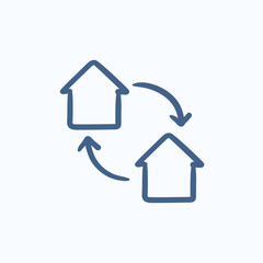 House exchange sketch icon.