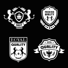 Heraldic premium quality emblems set with royal traditions symbols vector