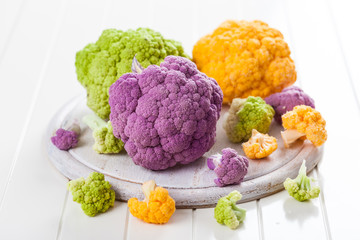 Assortment of organic cauliflower