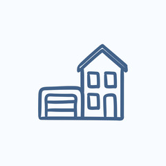 House with garage sketch icon.