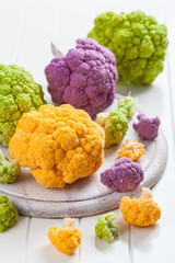 Assortment of organic cauliflower