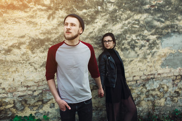 couple posing outside