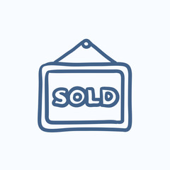 Sold placard sketch icon.