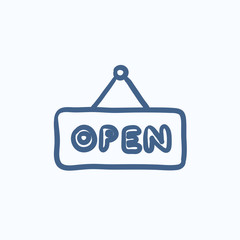 Open sign sketch icon.