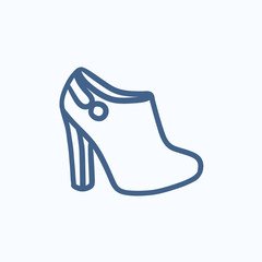 High-heeled ankle boot sketch icon.