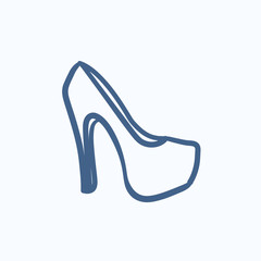 High heel shoe sketch icon.