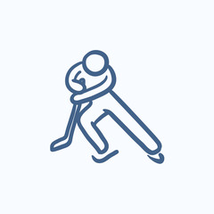 Hockey player sketch icon.