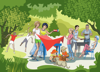 Fototapeta premium Barbecue on the meadow