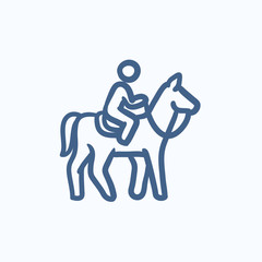 Horse riding sketch icon.