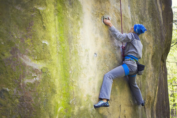Fototapeta na wymiar Girl mountain climber.
