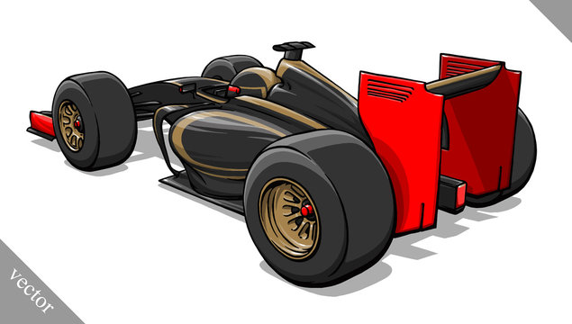 back view vector fast cartoon formula race car illustration art