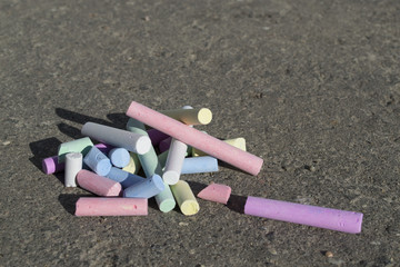 colored chalk on asphalt
