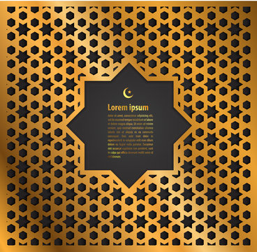 gold label ramadan kareem greeting card