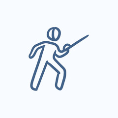 Fencing sketch icon.