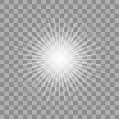 White glowing light burst on transparent background.
