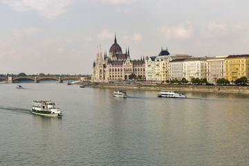 View of Danube River embankment in Budapest, Hungary