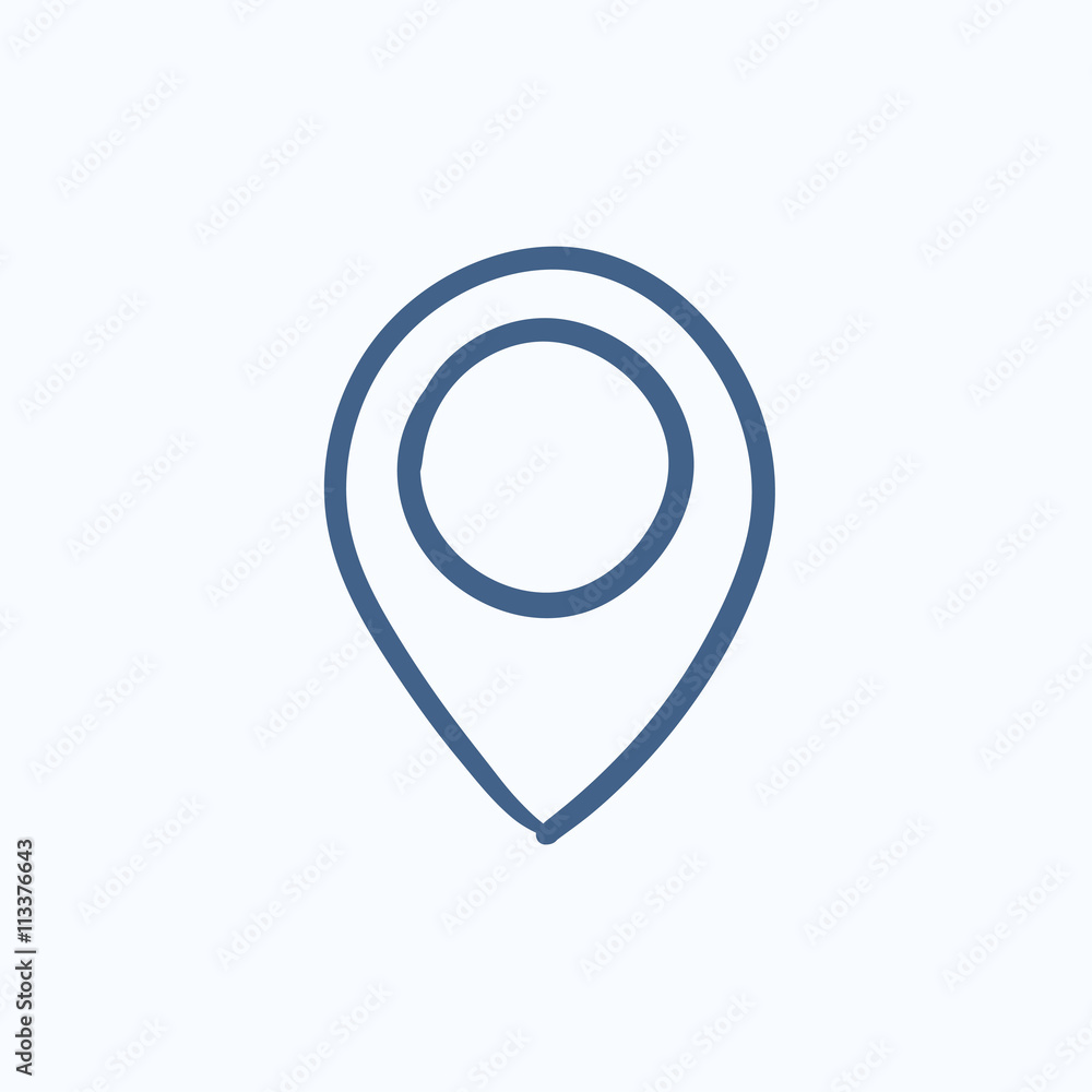 Poster map pointer sketch icon.