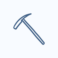 Ice pickaxe sketch icon.