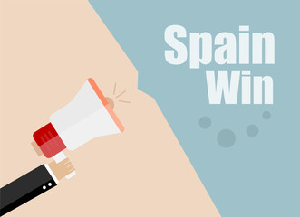 Spain win. Flat design vector business illustration concept Digital marketing business man holding megaphone for website and promotion banners.