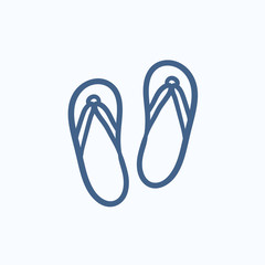 Beach slipper sketch icon.