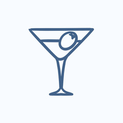 Cocktail glass sketch icon.
