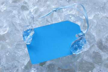 Blue Label On Ice With Copy Space