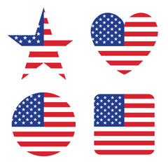 American United States Flag in form button of icon set