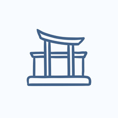 Torii gate sketch icon.