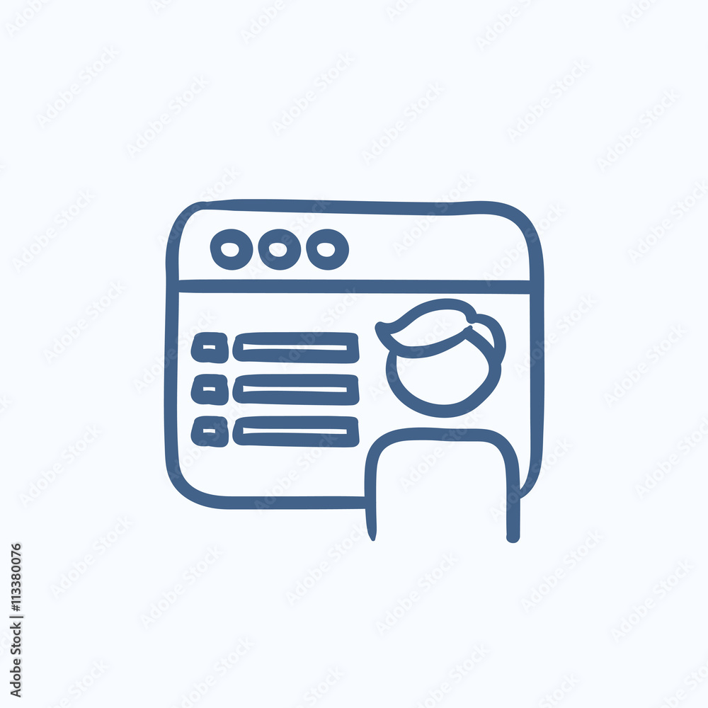 Poster browser window with page sketch icon.