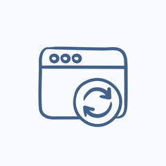 Browser window with refresh sign sketch icon.