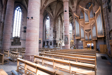 Nuremberg, Germany - June 05, 2016: Organ players at the St. Lor