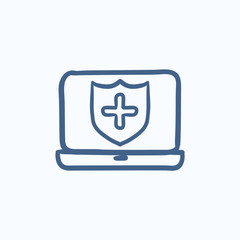 Computer security sketch icon.