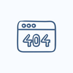 Browser window with 404 error sketch icon.