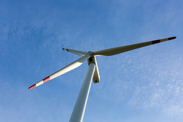 Windmills with beautiful blue sky, ecology 